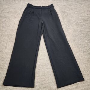 Abercrombie & Fitch Wide Leg Dress Pant Black Womens 14 Long Pleated Trouser
